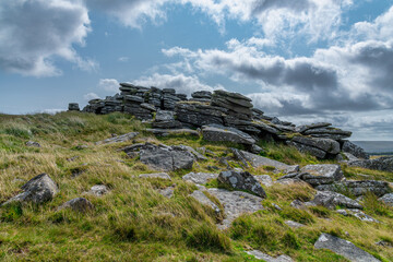 Bellever Tor Cairns, Dartmoor, Devon UK