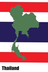 Thailand country map with flag background