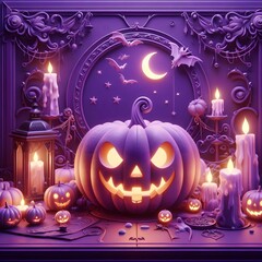 할로윈 분위기, 잭 오 랜턴, 애니메이션 아트 (Halloween mood, jack-o'-lantern, animation art)