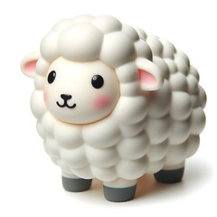 Fototapeta premium Toy figure white Sheep isolated on white background