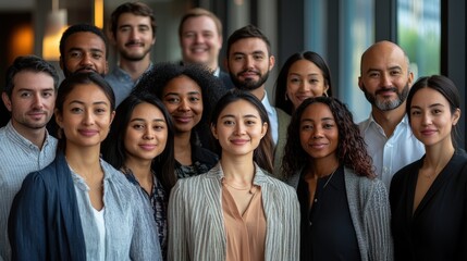 Fototapeta premium Diverse Team Candid Group Photo in Office Setting