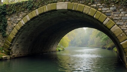Serenity found under an ivy covered stone arch bridge over a tranquil river