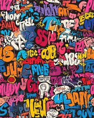 seamless pattern design Colorful graffiti art, abstract urban style.