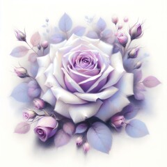 Fototapeta premium 보라색 장미, 파스텔화 (purple rose, pastel painting)
