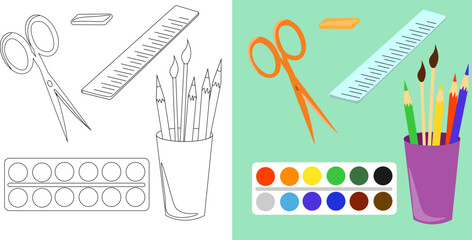 school supplies coloring