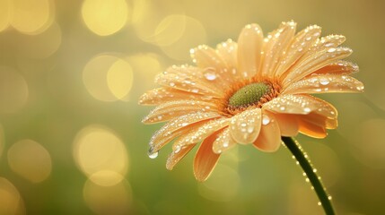 Fresh Flower with Water Droplets and Soft Background