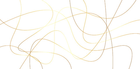 Random pattern colorful line stroke on a transparent background. Chaotic random lines abstract geometric pattern vector background. Decorative golden pattern with tangled curved lines.	