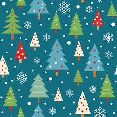 Obraz premium Christmas trees Seamless Pattern vector illustration design Background.