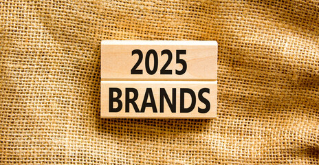 Planning 2025 brands new year symbol. Concept words 2025 Brands on beautiful wooden blocks. Beautiful canvas background. Business 2025 brands new year concept. Copy space.