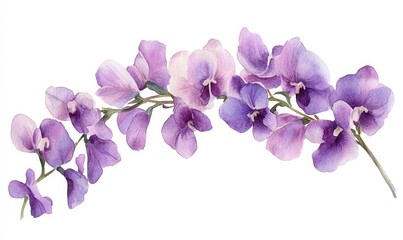 Obraz premium Elegant Watercolor Painting of Fritillaria Meleagris Flower with Green Leaves on White Background - Botanical Art for Nature Lovers and Home Décor, Generative AI