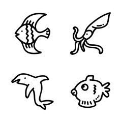 set of ocean fish icon