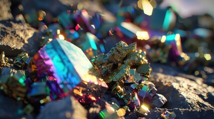 Obraz premium Precious stone gleams, gorgeous art in background. Gemstone sparkles, stone minerals are great.