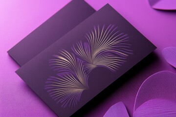 Elegant dark purple business card design featuring refined floral patterns for professional networking