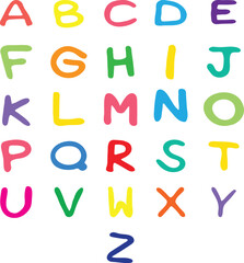 A to z alphabets with multi-color baby style letters and isolated on a white background. eps10.