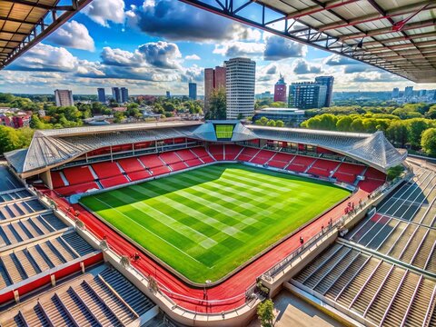 Drone Photography of Teams Bench at Philips Stadion - Capturing the Heart of FC PSV Eindhoven's Home Ground