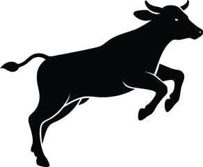 Fototapeta premium cow jumping silhouette vector on white background