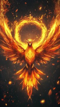 Celestial Phoenix with Starry Background. Fictional art.	