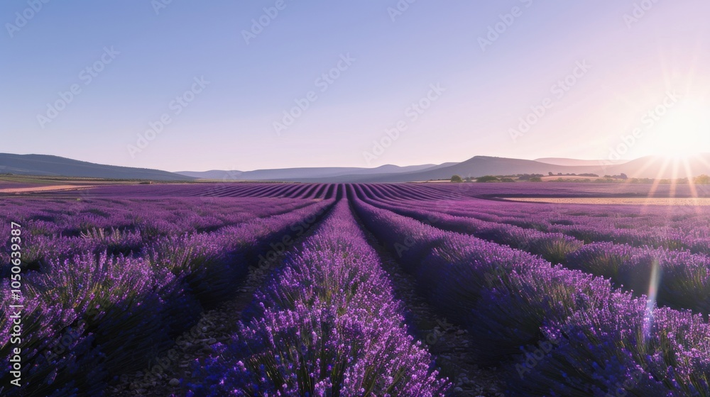 Aufkleber a tranquil view of the lavender fields in provence with endless rows of purple flowers stretching to