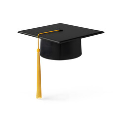 Graduate cap hat with tassel isolated on white background