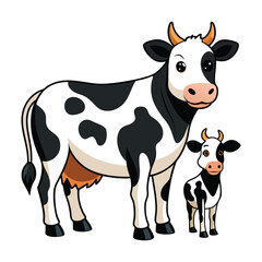 vector cow with calf