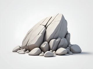 3d rock stone in white background