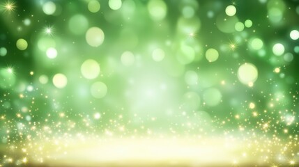 Obraz premium Sparkling green bokeh lights create a magical and festive atmosphere, AI