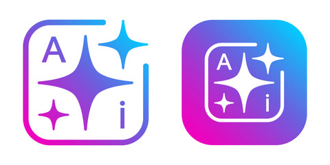 Artificial intelligence star logo generation, colored generate AI button, generated sign, chat with AI application, artificial intelligence online tool concept, command prompt to generate answer