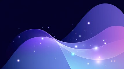 Abstract wave design with colorful gradients and sparkles on dark background.