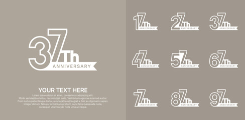Anniversary logo set vector design, white color for celebration event