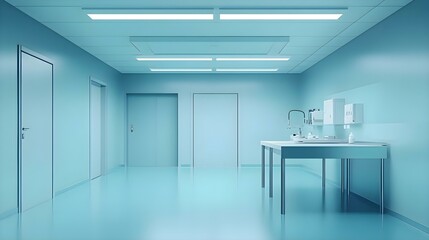 well lit hospital testing laboratory background shiny floor with seats modern healthcare