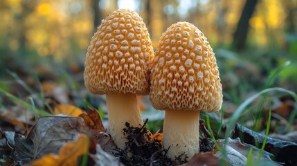 Two Mushrooms in the Forest