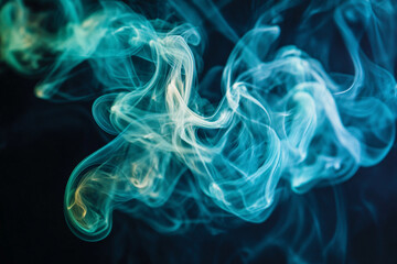Fototapeta premium abstract swirling teal smoke on black background