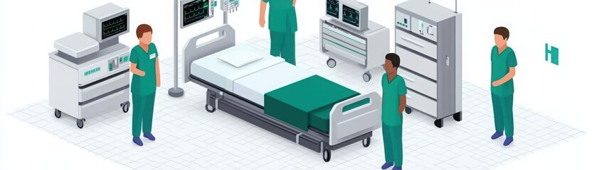 Fototapeta premium Medical Team Using Non-Invasive Devices in Healthcare Setting