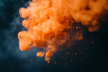 abstract orange smoke swirling on dark background