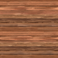 Obraz premium Watercolor wood texture, seamless pattern. Rustic table illustration, brown wooden surface. Hand painted template art.