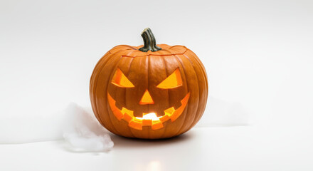 Obraz premium halloween jack o lantern in white background