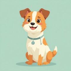Cheerful dog sitting with a big smile in cartoon illustration