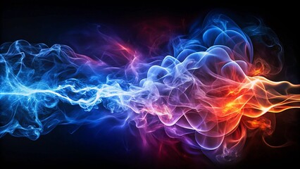 Obraz premium Dynamic electric smoke swirling in vibrant shades of blue and purple, creating a captivating and mystical atmosphere, perfect for futuristic designs, special effects, and artistic representations.