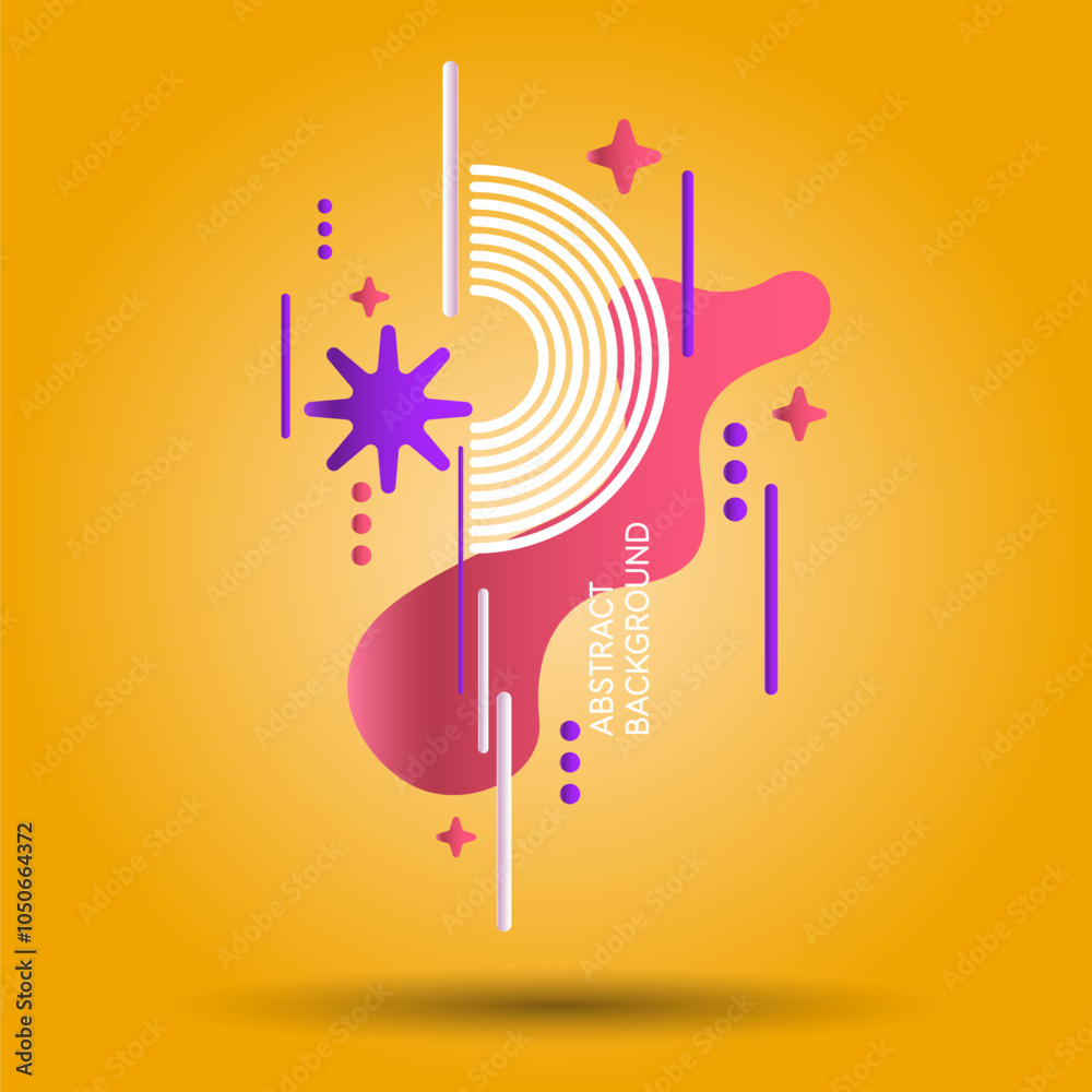 Poster abstract background with various bright geometric shapes. concise design. a composition of figures o