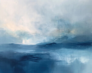 Obraz premium Serene ethereal abstract seascape with soft blue and pastel tones