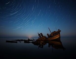 Shipwreck under the stars