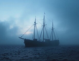 Fototapeta premium ghost ship at dusk