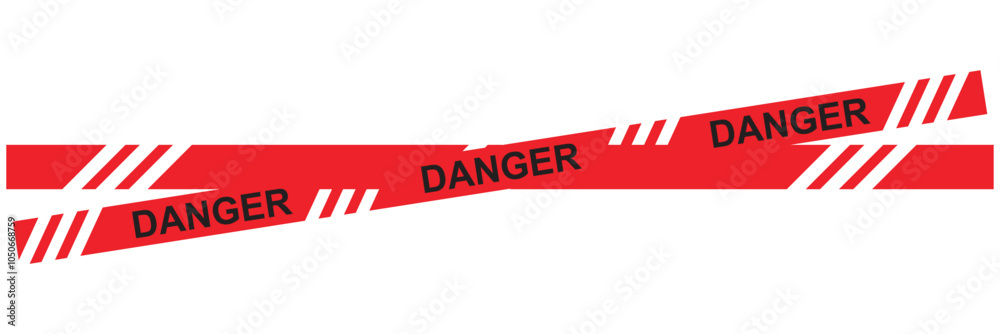 Wall mural danger tape. red tape with black text danger for industrial safety, road, construction, hazard area.