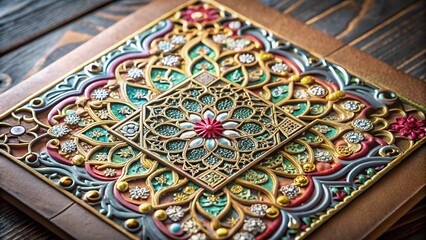 Macro Photography of Die-Cut Packaging Envelope 29.7x21x2cm for Cardboard Production with Detailed Design Elements