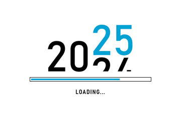 Loading process ahead of new year 2025. Symbol of new year 2025 celebration. Creative festive banner with trendy design. Vector illustration