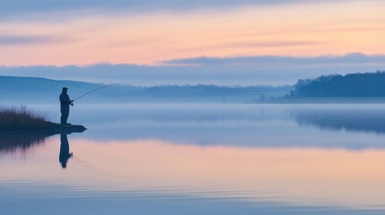 Silhouette of a Fisherman at Dawn