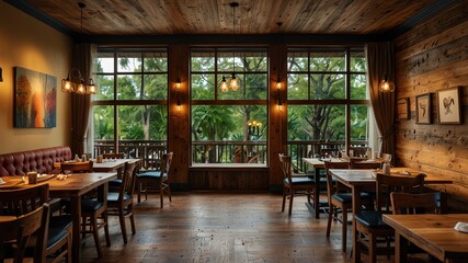 Fototapeta premium Enchanting Rustic Dining Experience in a Cozy Restaurant