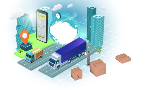 Global Logistics and Delivery: Freight Transportation, International Shipping, Tracking. 4K video