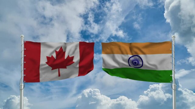  Canada india a Flag waving background sky Cloud.