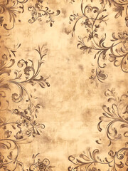 Old paper. Sepia paper. Victorian paper style. Frame. A lot of free space for text. Old notebook paper. Vintage letter paper.